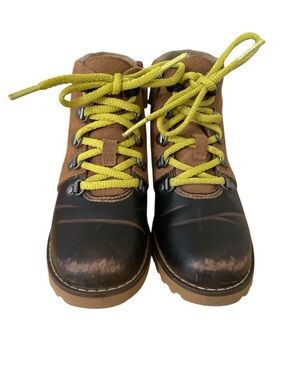 UGG Kids Hiking Boots Brown Leather Suede Lace Up Trail Boots Size 12